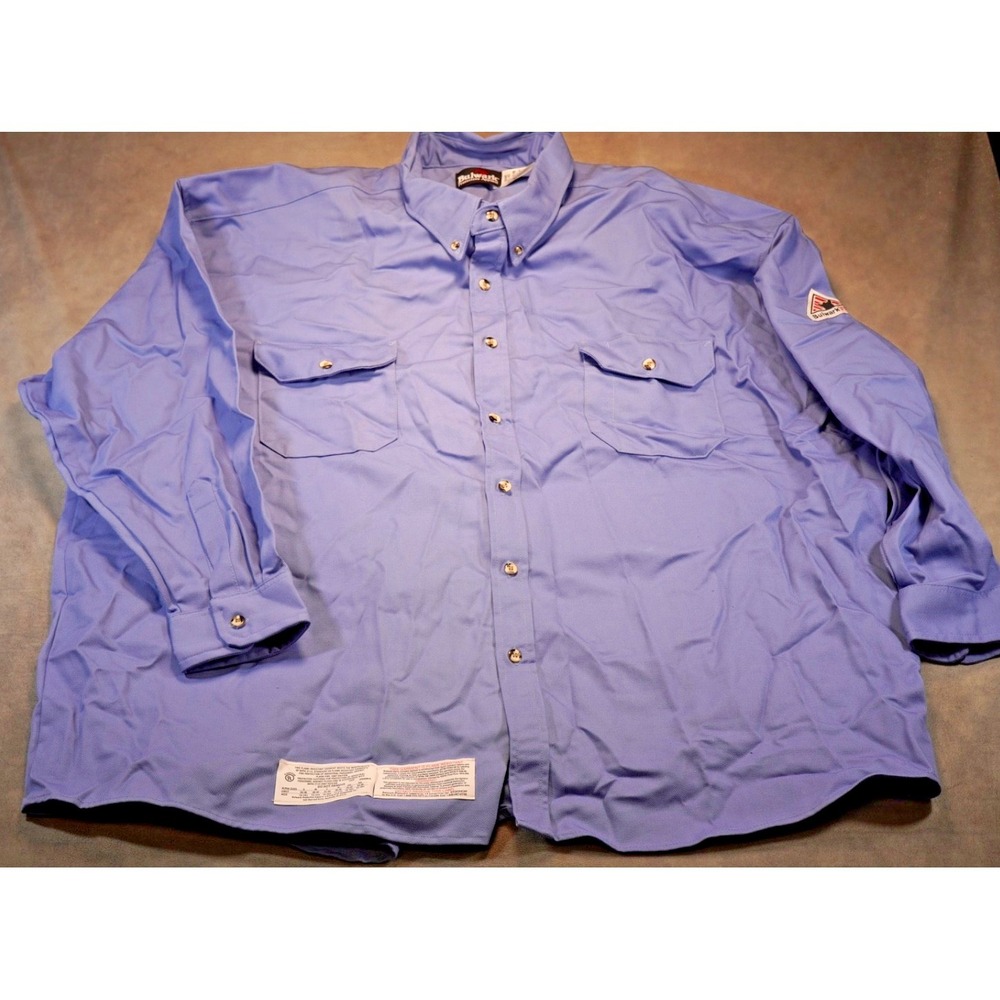 Bulwark FR Shirt Mens 4XL Blue Flame Resistant Work Long Sleeve